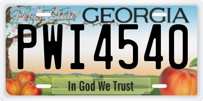 GA license plate PWI4540