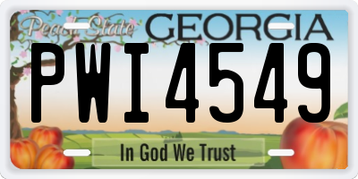 GA license plate PWI4549