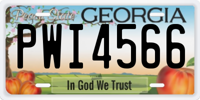 GA license plate PWI4566