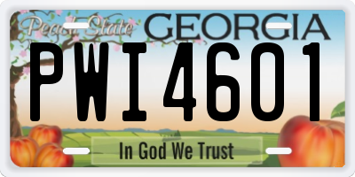 GA license plate PWI4601