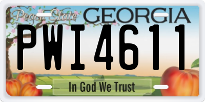 GA license plate PWI4611