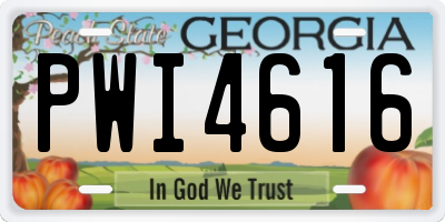 GA license plate PWI4616