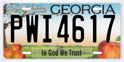 GA license plate PWI4617