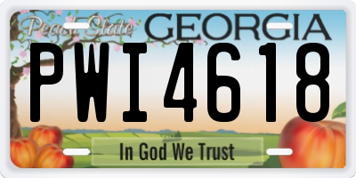 GA license plate PWI4618