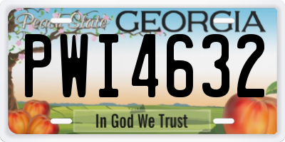 GA license plate PWI4632