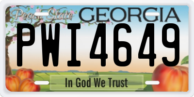 GA license plate PWI4649