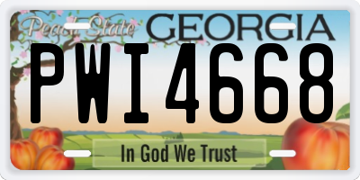GA license plate PWI4668