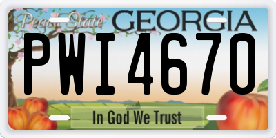 GA license plate PWI4670
