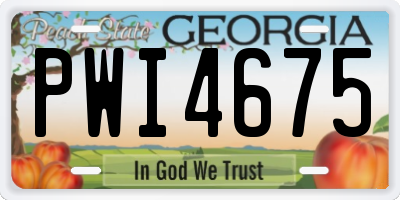GA license plate PWI4675