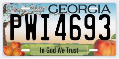 GA license plate PWI4693