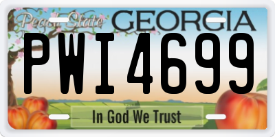GA license plate PWI4699