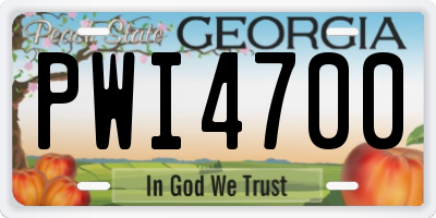 GA license plate PWI4700