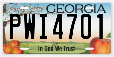 GA license plate PWI4701