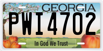 GA license plate PWI4702