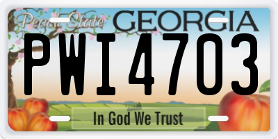 GA license plate PWI4703