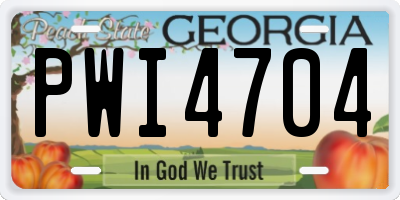 GA license plate PWI4704