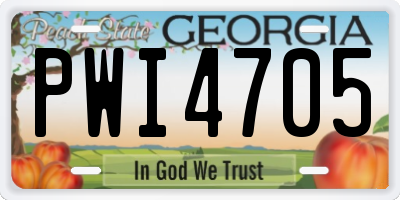 GA license plate PWI4705