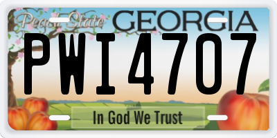 GA license plate PWI4707