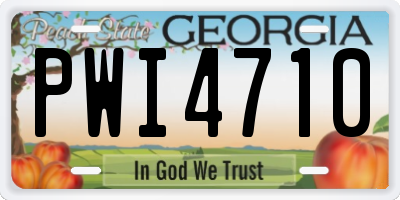 GA license plate PWI4710