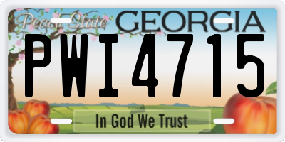 GA license plate PWI4715