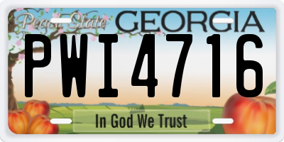 GA license plate PWI4716
