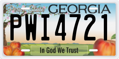 GA license plate PWI4721