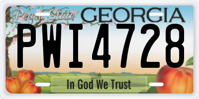 GA license plate PWI4728