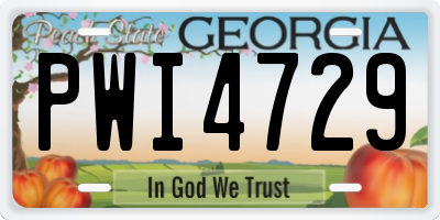 GA license plate PWI4729
