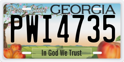 GA license plate PWI4735