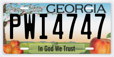 GA license plate PWI4747