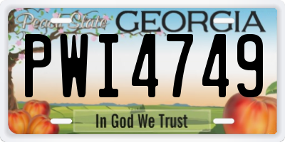 GA license plate PWI4749