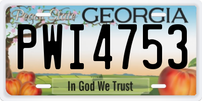 GA license plate PWI4753