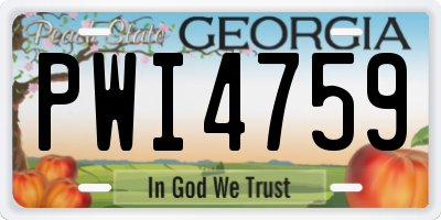 GA license plate PWI4759