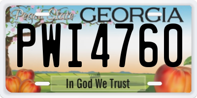 GA license plate PWI4760