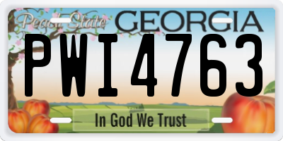 GA license plate PWI4763