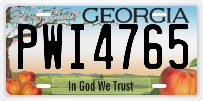 GA license plate PWI4765