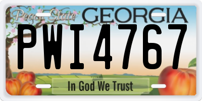 GA license plate PWI4767