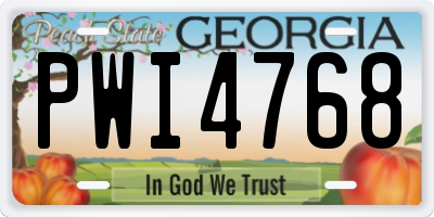 GA license plate PWI4768