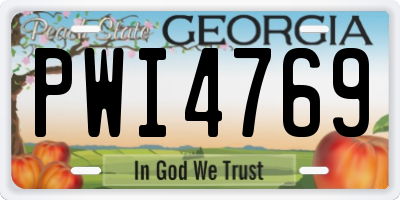 GA license plate PWI4769