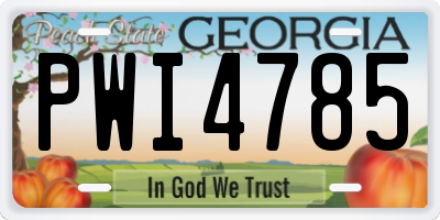 GA license plate PWI4785