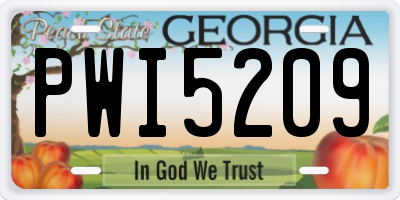 GA license plate PWI5209