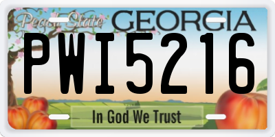 GA license plate PWI5216