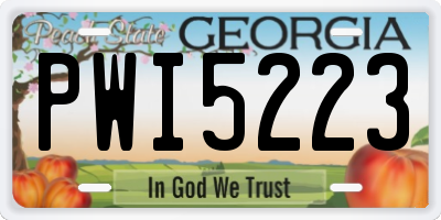 GA license plate PWI5223