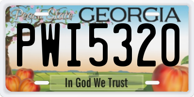 GA license plate PWI5320