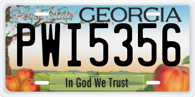 GA license plate PWI5356