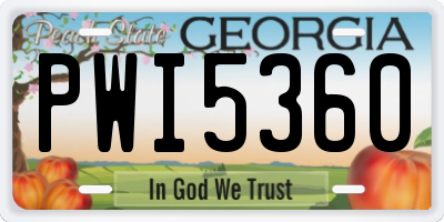 GA license plate PWI5360