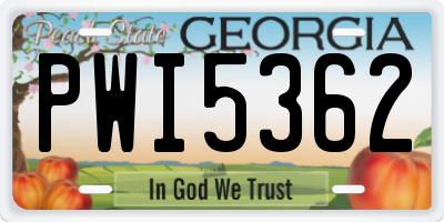 GA license plate PWI5362
