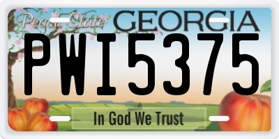 GA license plate PWI5375