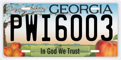 GA license plate PWI6003