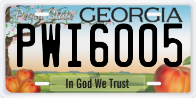 GA license plate PWI6005